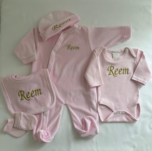 Ensemble en Velour rose Personnalisé